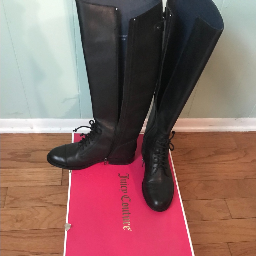 Juicy Couture tall black leather boots “Riley”